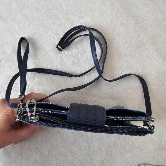 Sakroots Peacock Blue Floral Canvas Coated Smartphone Wallet Crossbody Bag - Picture 9 of 15